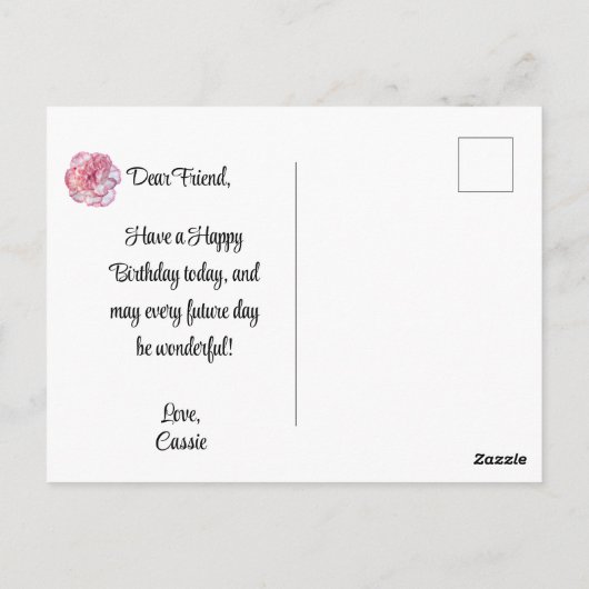 1月の誕生日 誕生月のカーネーションの花 ポストカード (裏面)