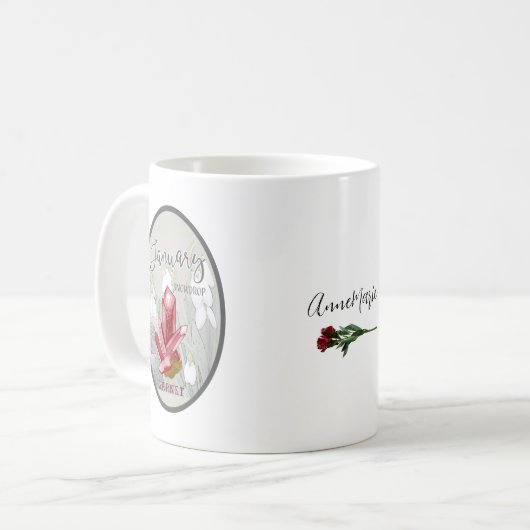 1月の誕生石とフラワーコーヒーマグ コーヒーマグカップ (正面左)