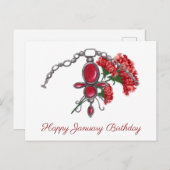 1月の誕生石と花、ガーネット＆カーネーション ポストカード (正面/裏面)