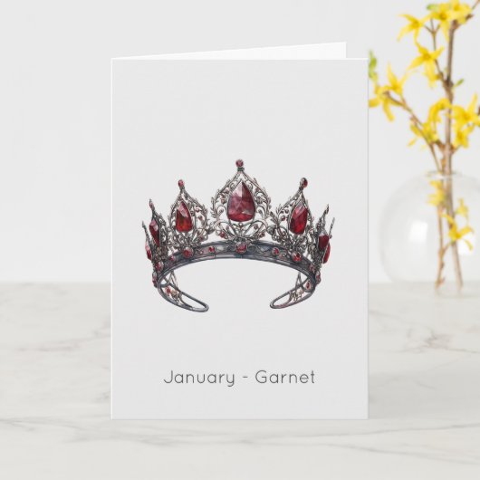1月の誕生石ガーネットクラウン誕生日カード カード (黄色い花)