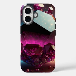 1月の誕生石ガーネットグローファンタジー結晶 iPhone 16ケース