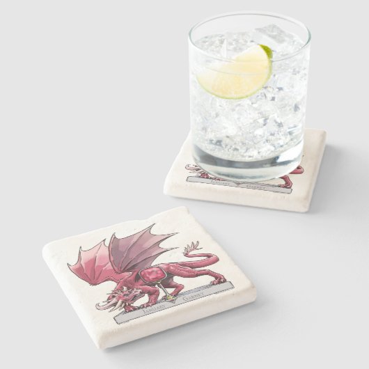 1月の誕生石ドラゴン – Garnet ストーンコースター (横)