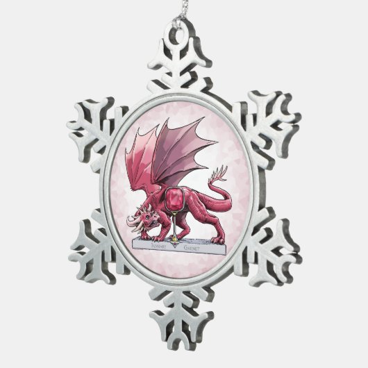 1月の誕生石ドラゴン – Garnet スノーフレークピューターオーナメント (右)