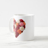 1月の誕生花カーネーションのハート コーヒーマグカップ (正面左)