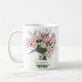 1月の誕生花マグ | ピンクのカーネーション コーヒーマグカップ (左)