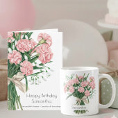 1月の誕生花マグ | ピンクのカーネーション コーヒーマグカップ