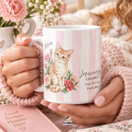1月の誕生花 カーネーション 猫 ブライズメイド ギフト コーヒーマグカップ