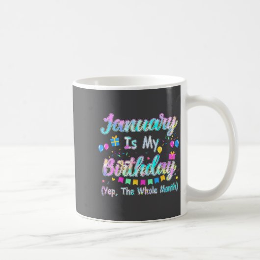 1月は私の誕生日ですはい1月まるまる コーヒーマグカップ (右)