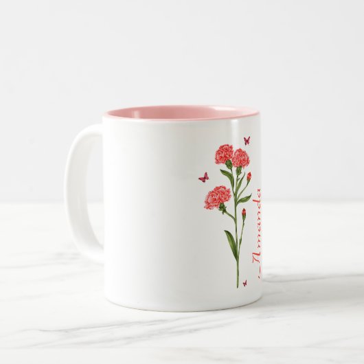 1月カーネーション誕生月花 ツートーンマグカップ (正面左)