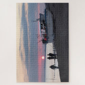 1月サンセットオーバーハイザベイケント魚釣りボート ジグソーパズル (縦)