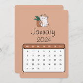 1月スタンドアロンかわいい猫と植物カレンダー メニュー (正面/裏面)