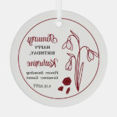 1月スノードロップフローラ誕生日キープサケ ガラスオーナメント (裏面)