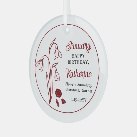 1月スノードロップフローラ誕生日キープサケ ガラスオーナメント (正面左)