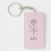 1月パーソナライズされたカーネーション誕生花 キーホルダー (正面)