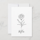 1月パーソナライズされたカーネーション誕生花 サンキューカード (正面)