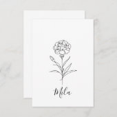 1月パーソナライズされたカーネーション誕生花 サンキューカード (正面/裏面)