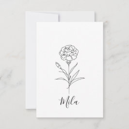 1月パーソナライズされたカーネーション誕生花 サンキューカード