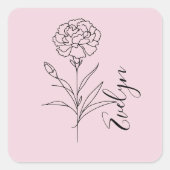 1月パーソナライズされたカーネーション誕生花 スクエアシール (正面)