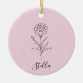 1月パーソナライズされたカーネーション誕生花 セラミックオーナメント (正面)