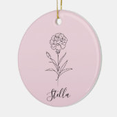 1月パーソナライズされたカーネーション誕生花 セラミックオーナメント (左)