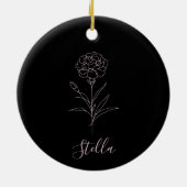 1月パーソナライズされたカーネーション誕生花 セラミックオーナメント (裏面)