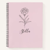 1月パーソナライズされたカーネーション誕生花 ノートブック (正面)