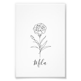 1月パーソナライズされたカーネーション誕生花 フォトプリント           