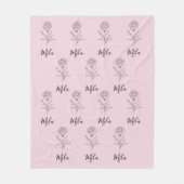 1月パーソナライズされたカーネーション誕生花 フリースブランケット (正面)