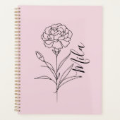 1月パーソナライズされたカーネーション誕生花 プランナー手帳 (正面)