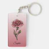 1月パーソナライズされた誕生フラワーカーネーション キーホルダー (裏面)