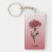 1月パーソナライズされた誕生フラワーカーネーション キーホルダー (正面)