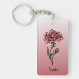 1月パーソナライズされた誕生フラワーカーネーション キーホルダー