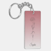 1月パーソナライズされた誕生フラワーカーネーション キーホルダー (正面左)