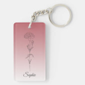 1月パーソナライズされた誕生フラワーカーネーション キーホルダー (裏面)