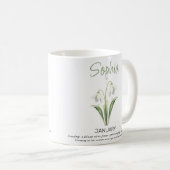 1月パーソナライズされた誕生花 コーヒーマグカップ (正面右)