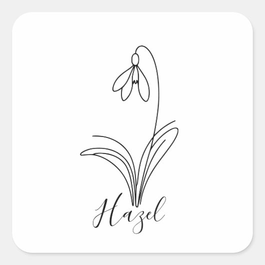 1月パーソナライズされた誕生花 スクエアシール (正面)