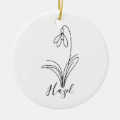 1月パーソナライズされた誕生花 セラミックオーナメント (正面)