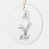 1月パーソナライズされた誕生花 セラミックオーナメント (左)