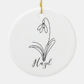 1月パーソナライズされた誕生花 セラミックオーナメント (裏面)