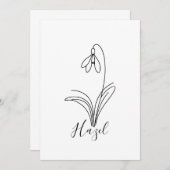 1月パーソナライズされた誕生花 招待状 (正面/裏面)