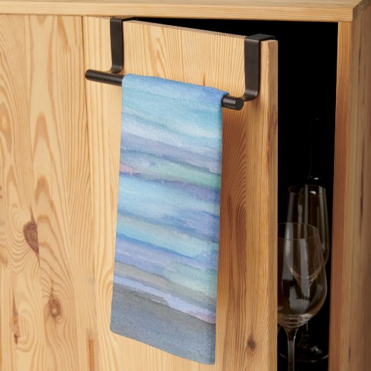 1月モーニングブルー抽象芸術キッチンタオル キッチンタオル (三つ折り)