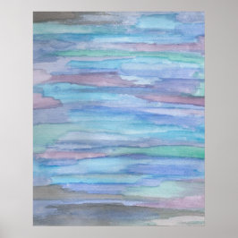 1月モーニングブルー抽象芸術 ポスター