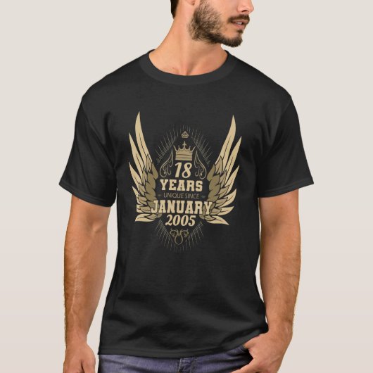 1月生まれの18歳の誕生日プレゼント Tシャツ (正面)