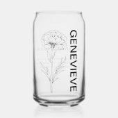 1月誕生フラワーカーネーション名前をカスタムする ガラス缶 (正面)