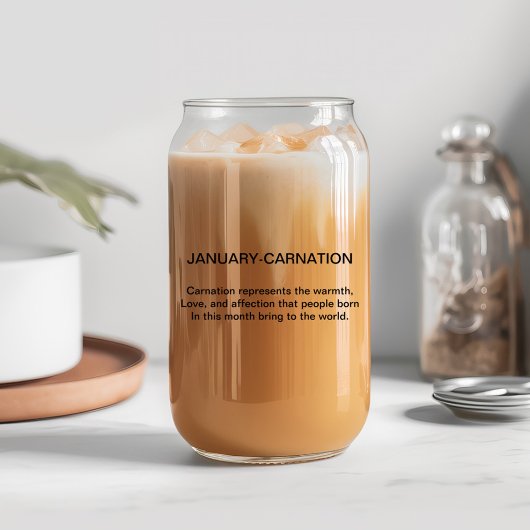1月誕生フラワーカーネーション名前をカスタムする ガラス缶
