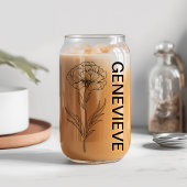 1月誕生フラワーカーネーション名前をカスタムする ガラス缶