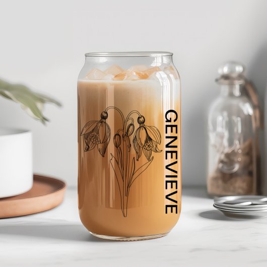 1月誕生フラワースノードロップウィズ名前をカスタムする ガラス缶