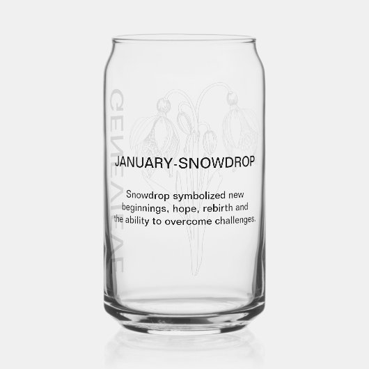 1月誕生フラワースノードロップウィズ名前をカスタムする ガラス缶 (裏面)