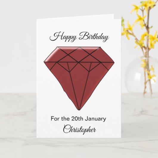 1月誕生日カード – Garnet カード (黄色い花)