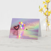 1月誕生日ガーネットハート カード (黄色い花)